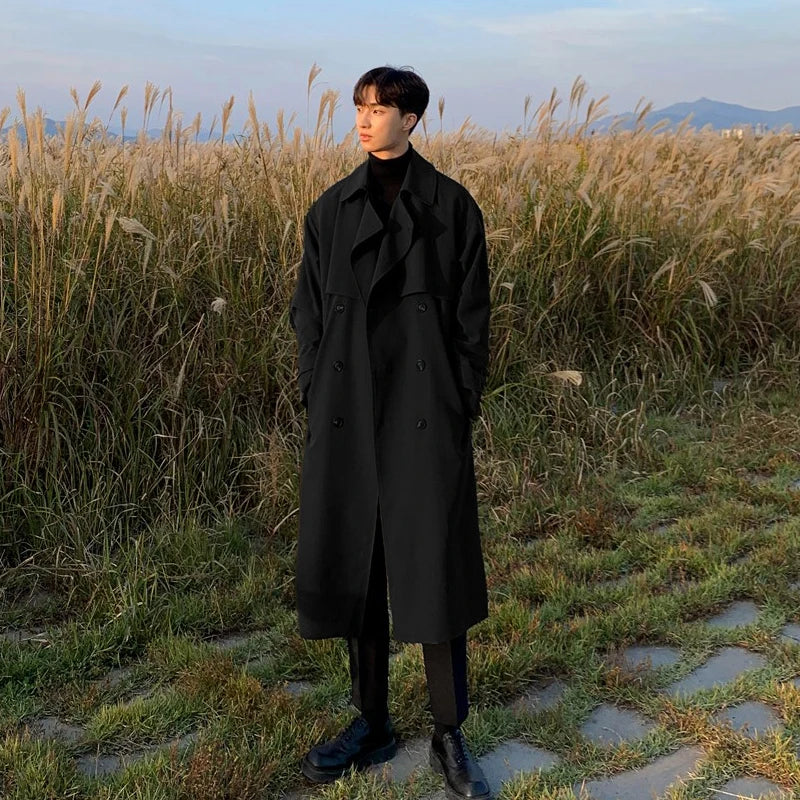 Drune | Neue Herbst Trenchcoats Für Herren Langer, Modischer Oberbekleidungs Trenchcoat
