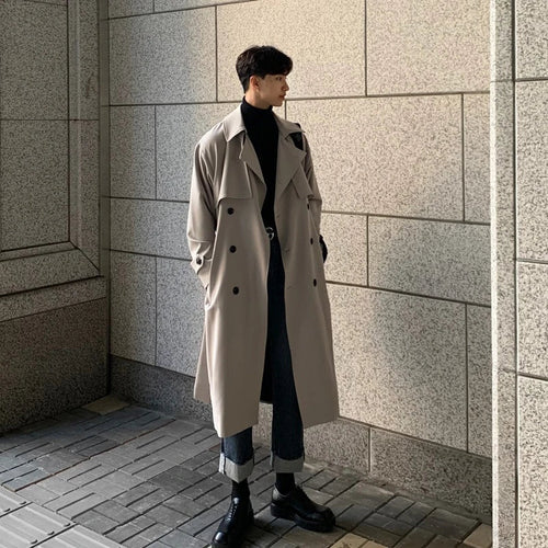 Drune | Neue Herbst Trenchcoats Für Herren Langer, Modischer Oberbekleidungs Trenchcoat
