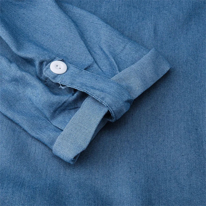 Drune | Lässiges Denim Maxikleid Mit Kragen Für Damen