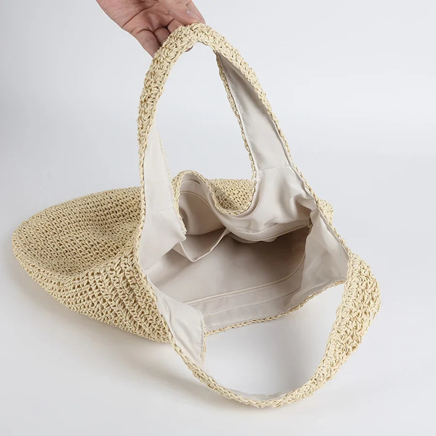 Drune | Marlene Elegante Stroh-Strandtasche
