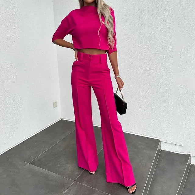 Drune | Elegantes Co Ord Satz mit Crop Top und Weit Hose