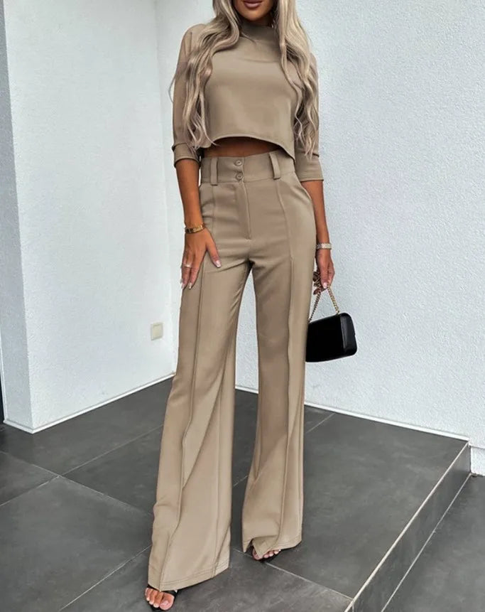 Drune | Elegantes Co Ord Satz mit Crop Top und Weit Hose