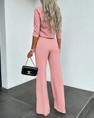 Drune | Elegantes Co Ord Satz mit Crop Top und Weit Hose