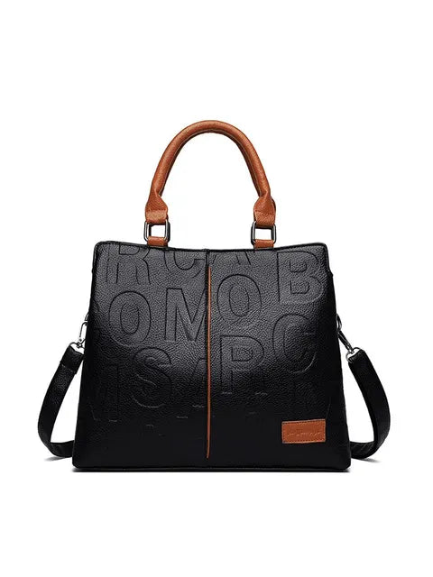 Drune – Damenhandtasche aus weichem Leder mit geprägtem Buchstabendesign