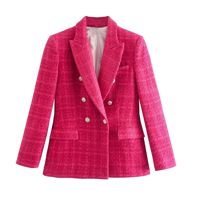 Doppelreihiger Lässiger Blazer mit Langen Ärmeln