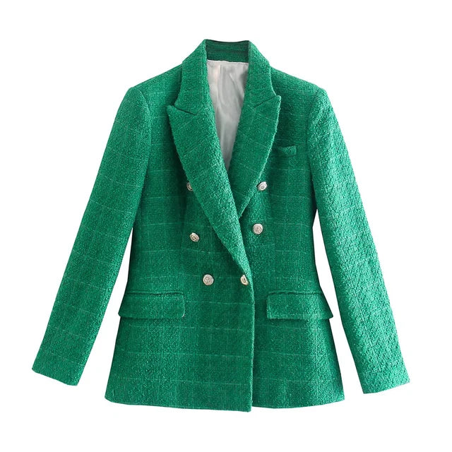 Drune - Damen Doppelreihiger Lässiger Blazer mit Langen Ärmeln