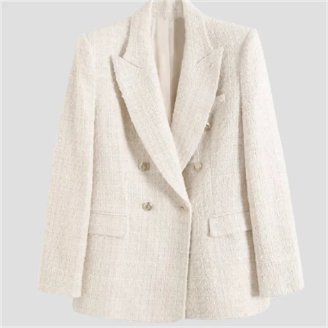 Doppelreihiger Lässiger Blazer mit Langen Ärmeln
