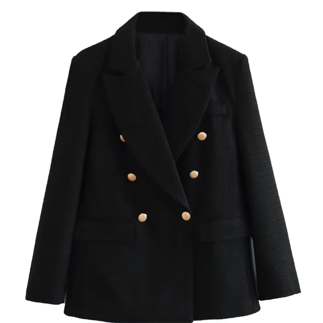 Drune - Damen Doppelreihiger Lässiger Blazer mit Langen Ärmeln