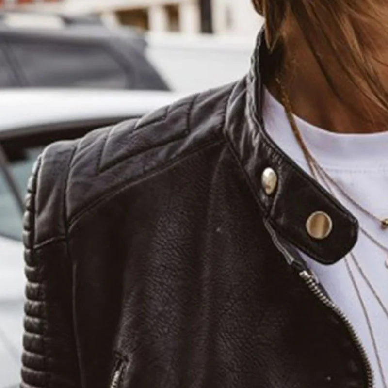 Drune |  Schwarze Biker Lederjacke für Damen - Perfekt für den Alltag