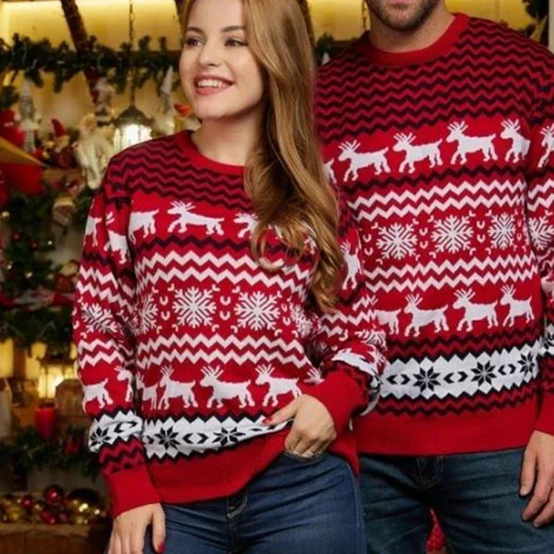 Drune | WeihnachtsSweater Baumwollmischung mit festlichem Druck - Unisex Wintersweater