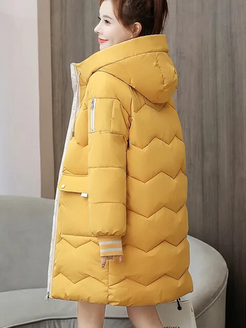 Drune | Warme Damen Pufferjacke mit Kapuze und Taschen