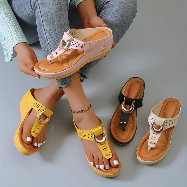 Drune- Damen Römersandalen mit Keilabsatz und Plateau