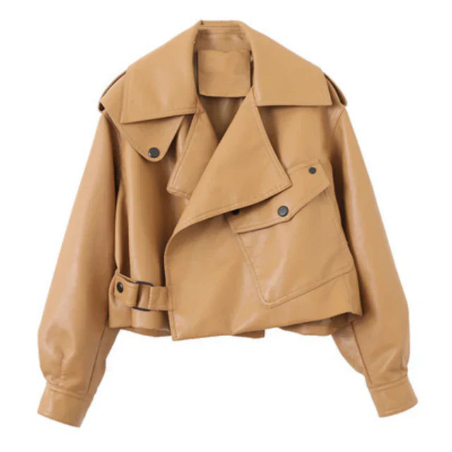 Drune | Elegante große Knopflederjacke für Damen - Perfekt für Übergangssaisons