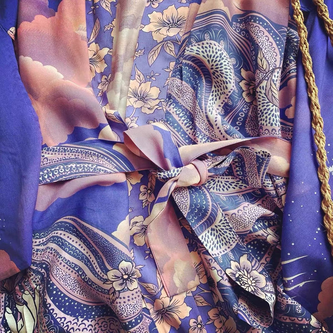 Drune Strandkimono mit „Mystic Blue Moon Starrynight“-Aufdruck