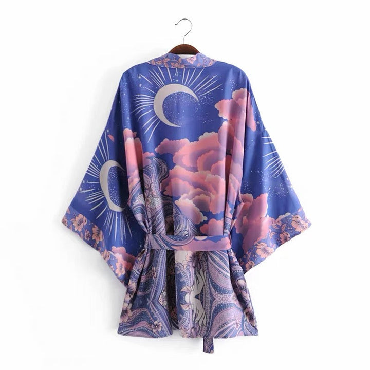 Drune Strandkimono mit „Mystic Blue Moon Starrynight“-Aufdruck