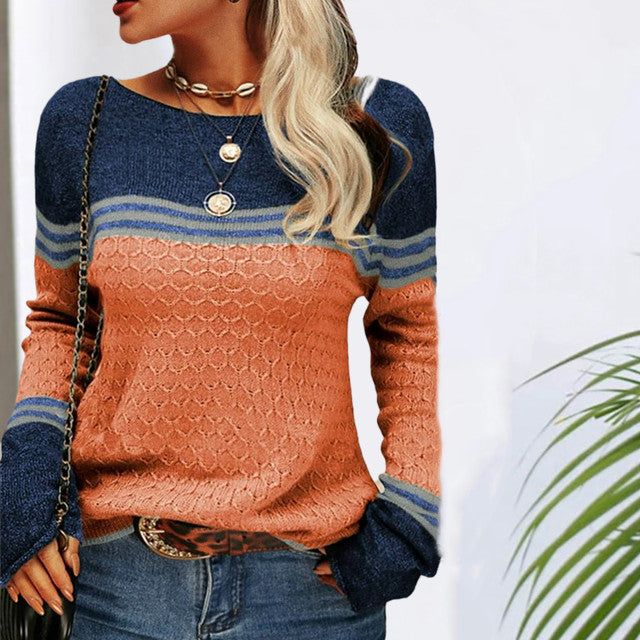 Drune | Pullover - Damen Freizeit gestreifter Strickpullover