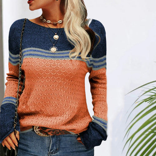 Drune | Pullover - Damen Freizeit gestreifter Strickpullover