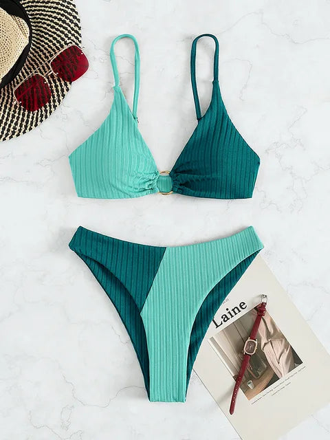 Drune – Push-up-Bikini-Set mit hoher Taille für Damen