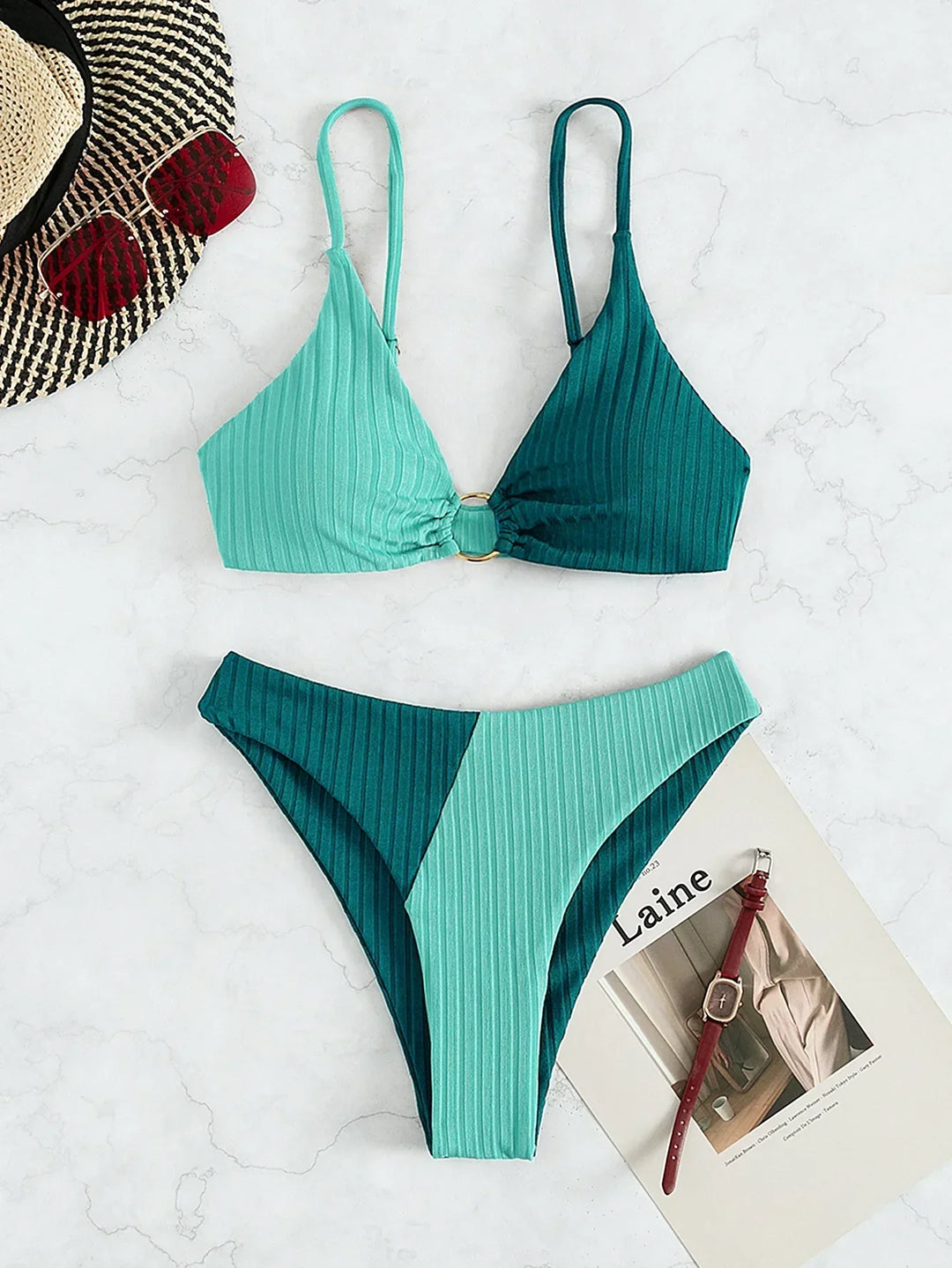 Drune | Push-Up-Bikini-Set mit Hoher Taille für Damen