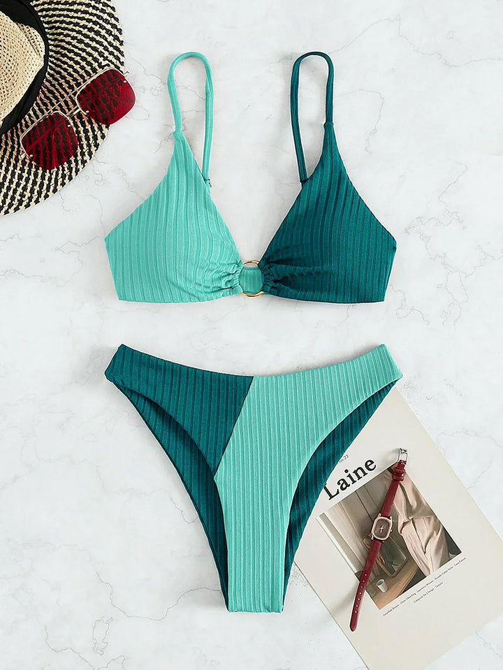 Drune | Push-Up-Bikini-Set mit Hoher Taille für Damen