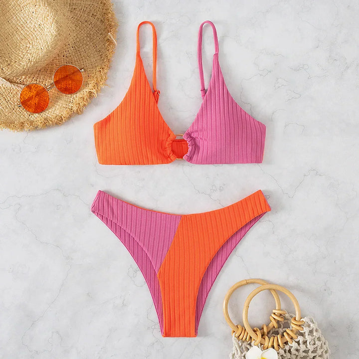 Drune | Push-Up-Bikini-Set mit Hoher Taille für Damen