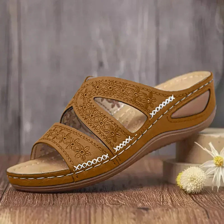 Drune - Premium Orthopädische Sandalen mit Keilabsatz und Offener Zehpartie