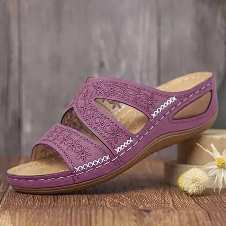 Drune - Premium Orthopädische Sandalen mit Keilabsatz und Offener Zehpartie