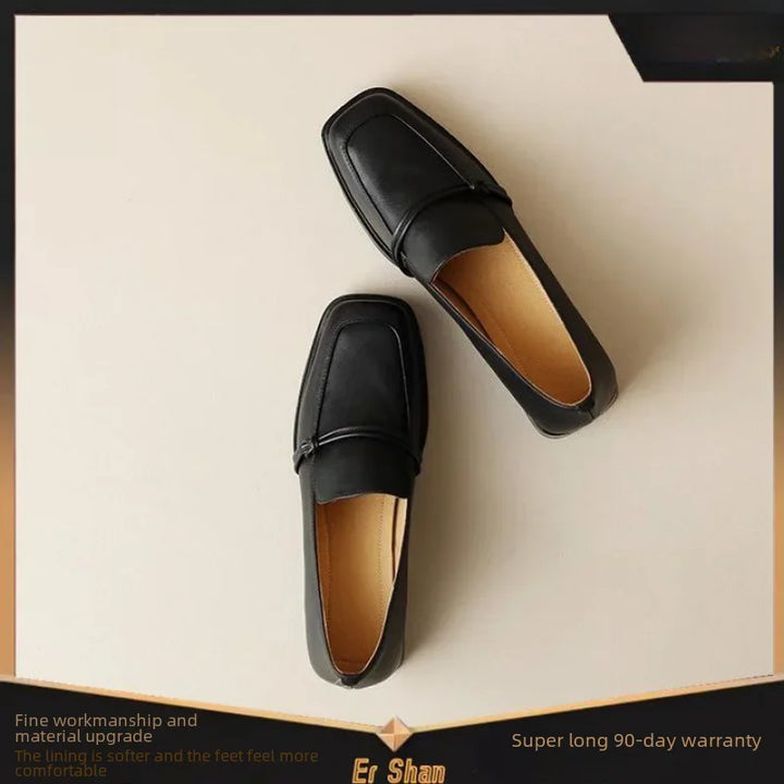 Stil Vintage Leder Damen Ballerinas Drune