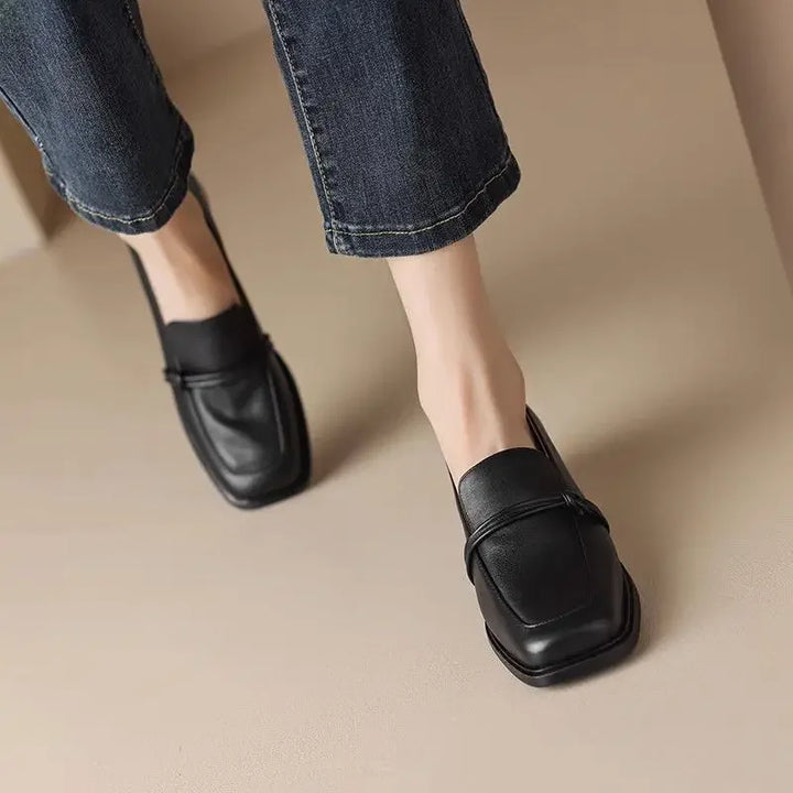 Stil Vintage Leder Damen Ballerinas Drune
