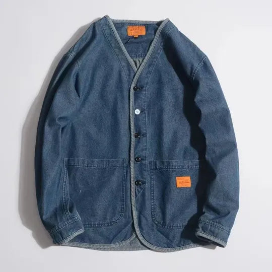 Drune | Herren Jeansjacke mit V-Ausschnitt