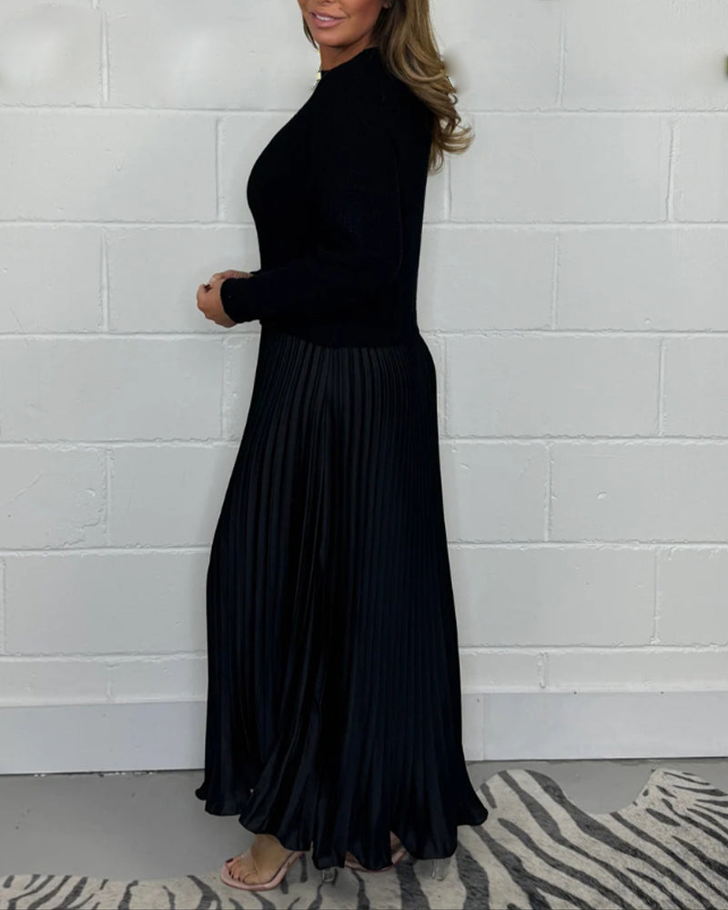 Drune | Lässiges Kontrastfarbenes Kleid mit Patchwork und Plissee