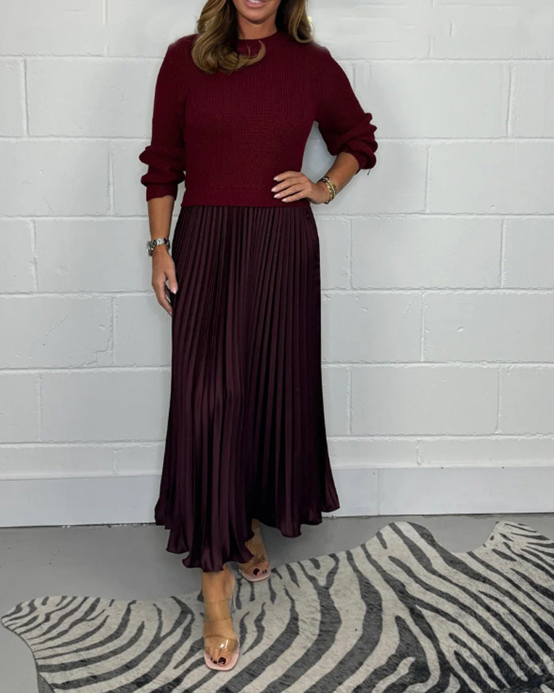 Drune | Lässiges Kontrastfarbenes Kleid mit Patchwork und Plissee