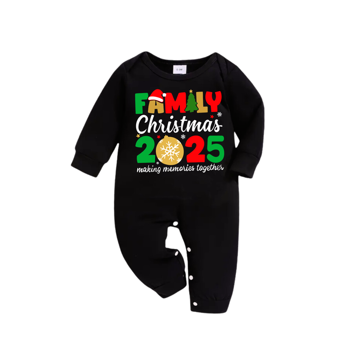 Drune | "Familienweihnachten 2025" Niedliches Muster Gedruckt Schwarz und Grün Karo Familie Passende Pyjamas