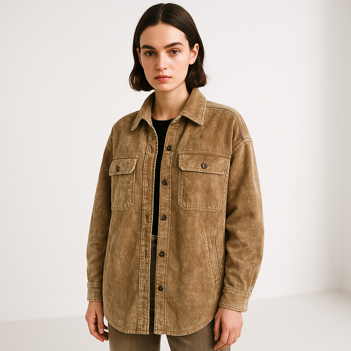 Drune | Überhemd Used Effekt Cordvelours Lässiger Oversize Stil