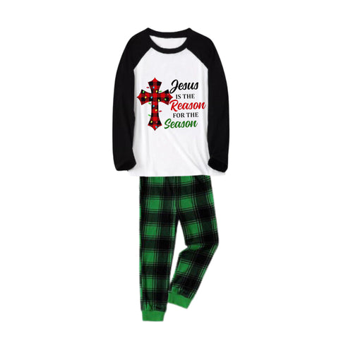 Drune | Schwarz Raglan Oberteil Grünes Karomuster Weihnachts-Pyjama-Set Mit 