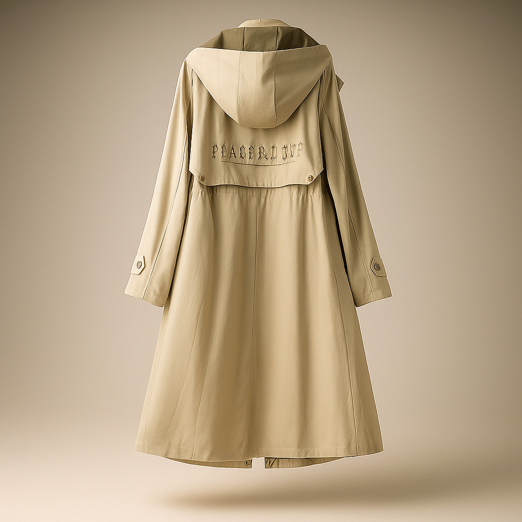 Drune | Langer Trenchcoat für Damen mit verstellbarer Kapuze