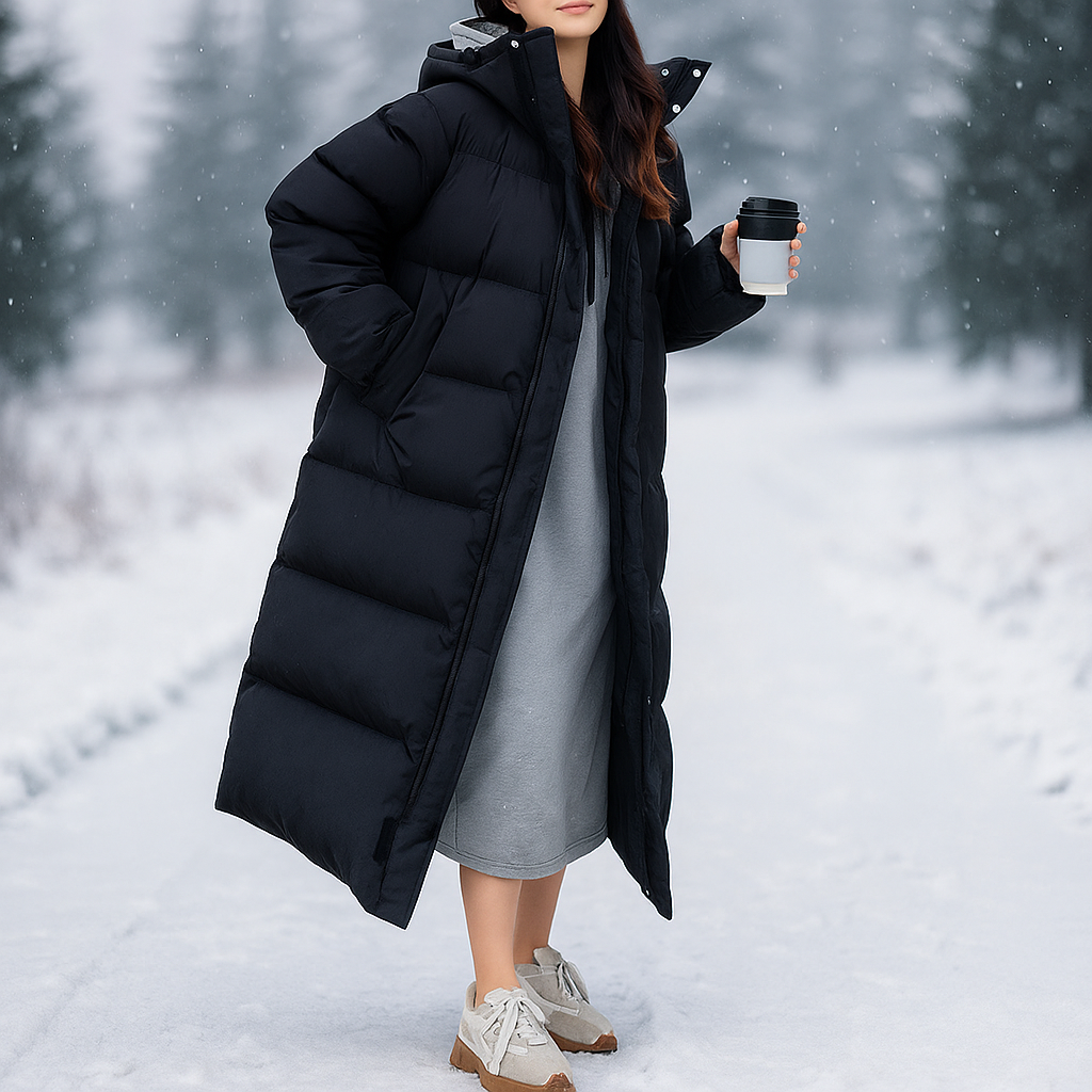 Drune | Lange, gesteppte Winterjacke in Weiß Mirna