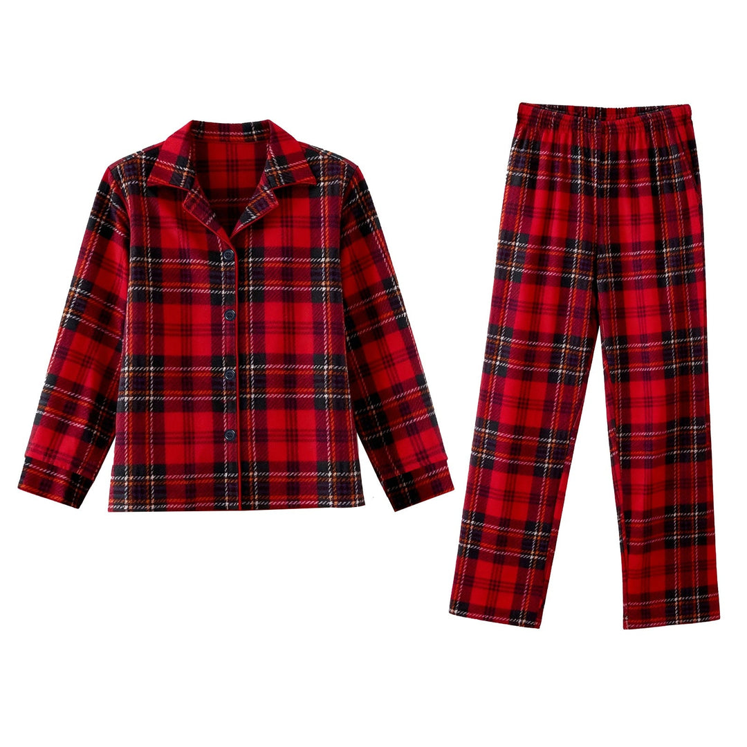Drune | Familie Urlaub Weihnachten Baumwolle Rot Karierte Pyjama Set