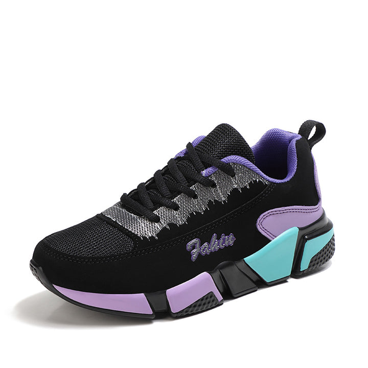 Damen nan sportlicher Plateau-Sneaker mit stoßdämpfender Blocksohle, gepolstertem Komfortfußbett und Mesh-Einsätzen Drune