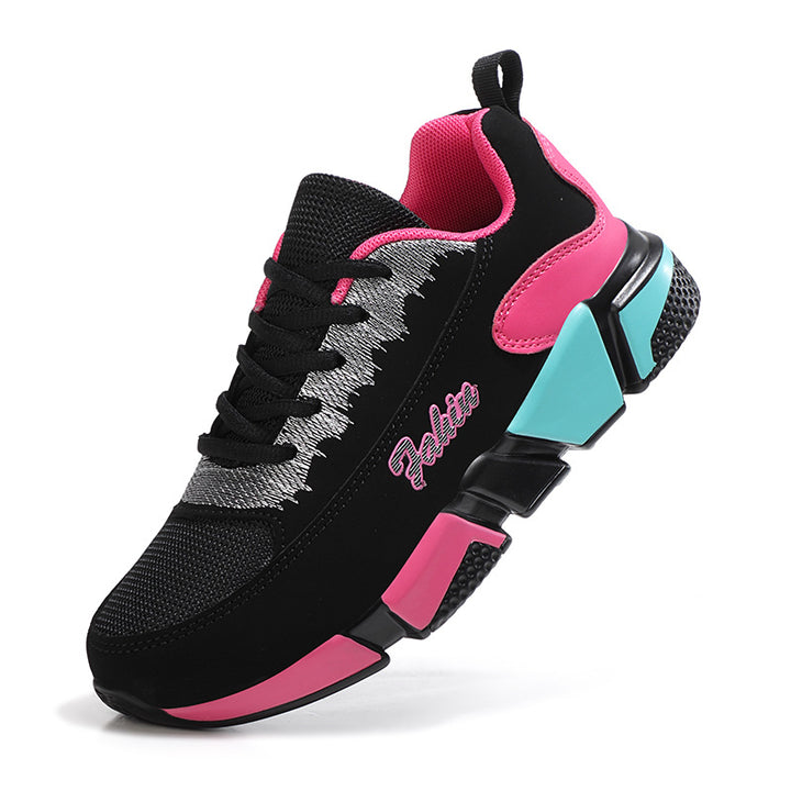 Damen nan sportlicher Plateau-Sneaker mit stoßdämpfender Blocksohle, gepolstertem Komfortfußbett und Mesh-Einsätzen Drune