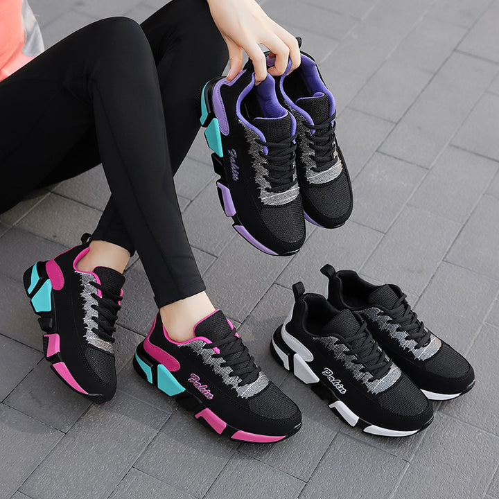Damen nan sportlicher Plateau-Sneaker mit stoßdämpfender Blocksohle, gepolstertem Komfortfußbett und Mesh-Einsätzen Drune