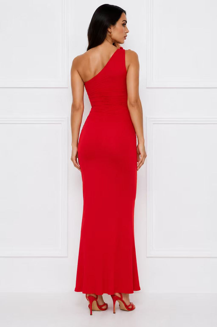Damen Asymmetrisches Maxikleid mit Rüschendetails Drune