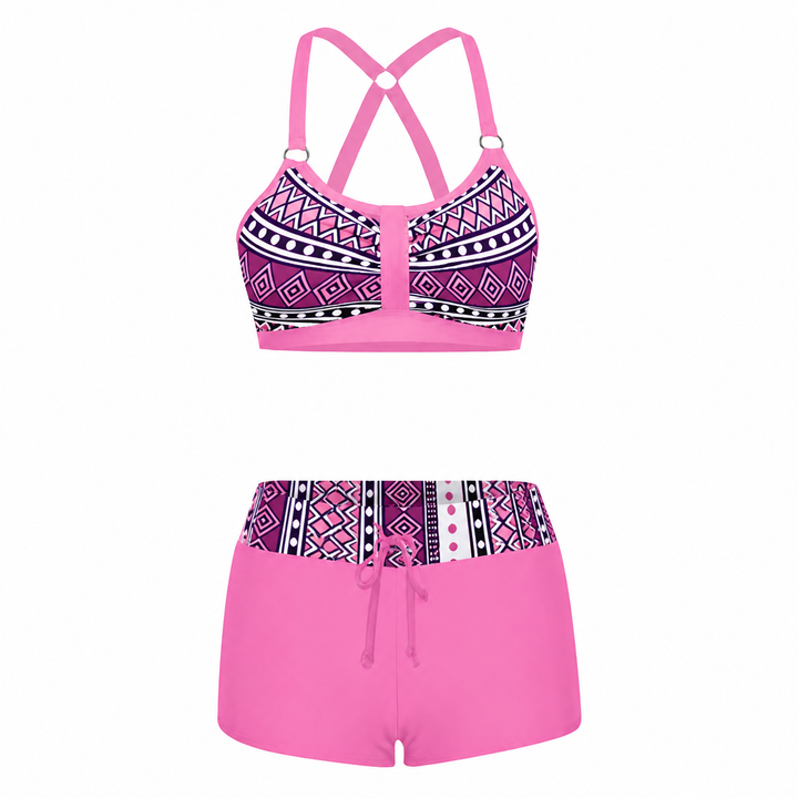 Drune | Bikini mit geometrischem Druck für Frauen | Schwarz