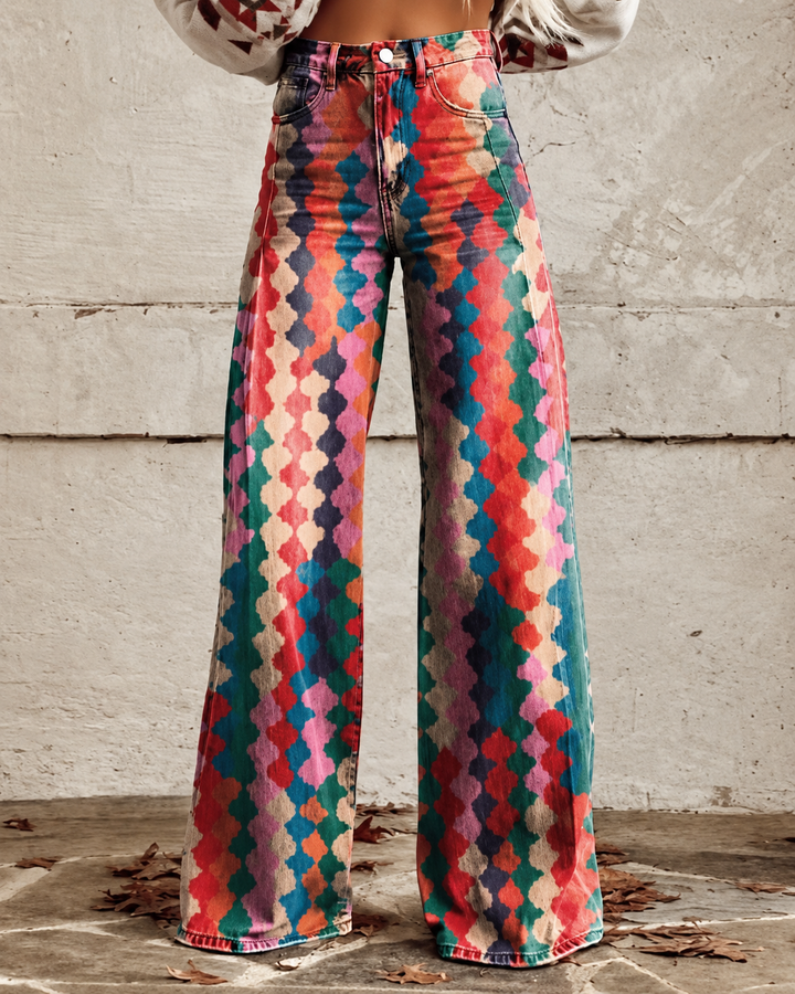 Drune - Modische Jeans, Mit Auffälligem Blumenprint