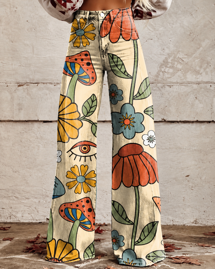 Drune - Modische Jeans, Mit Auffälligem Blumenprint