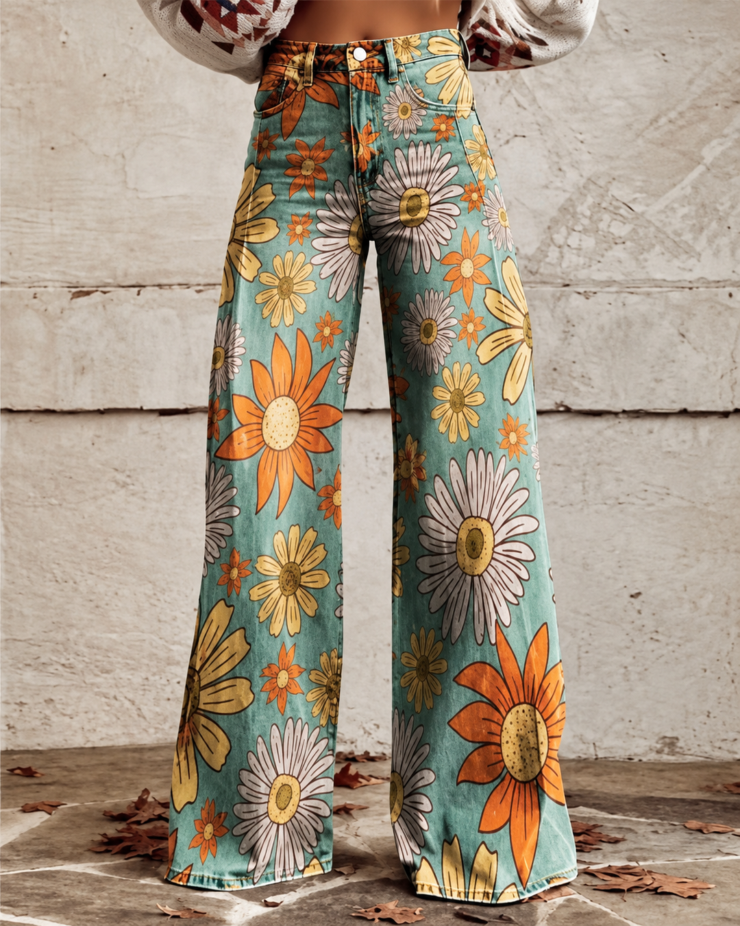 Drune - Modische Jeans, Mit Auffälligem Blumenprint