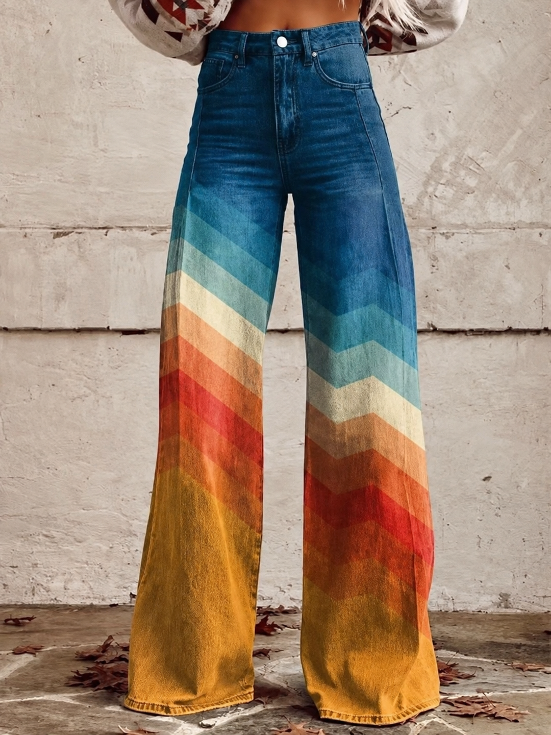 Drune - Modische Jeans, Mit Auffälligem Blumenprint