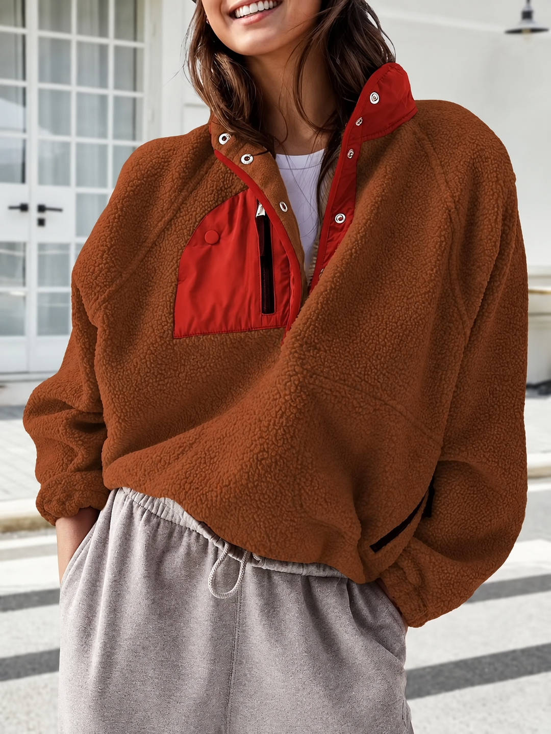 Damen Fleecejacke mit innovativem Reißverschluss und hohem Kragen Drune