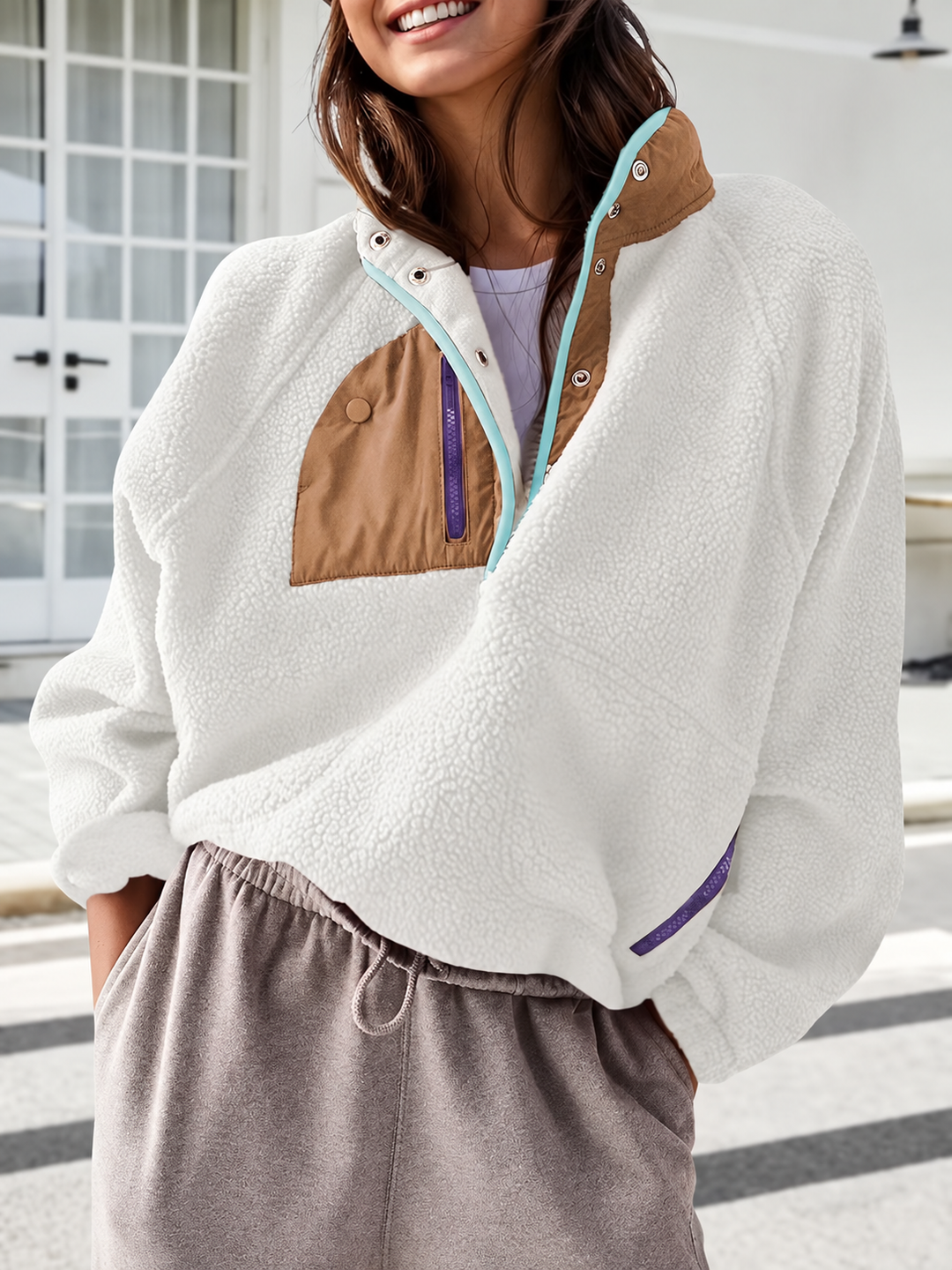 Damen Fleecejacke mit innovativem Reißverschluss und hohem Kragen Drune