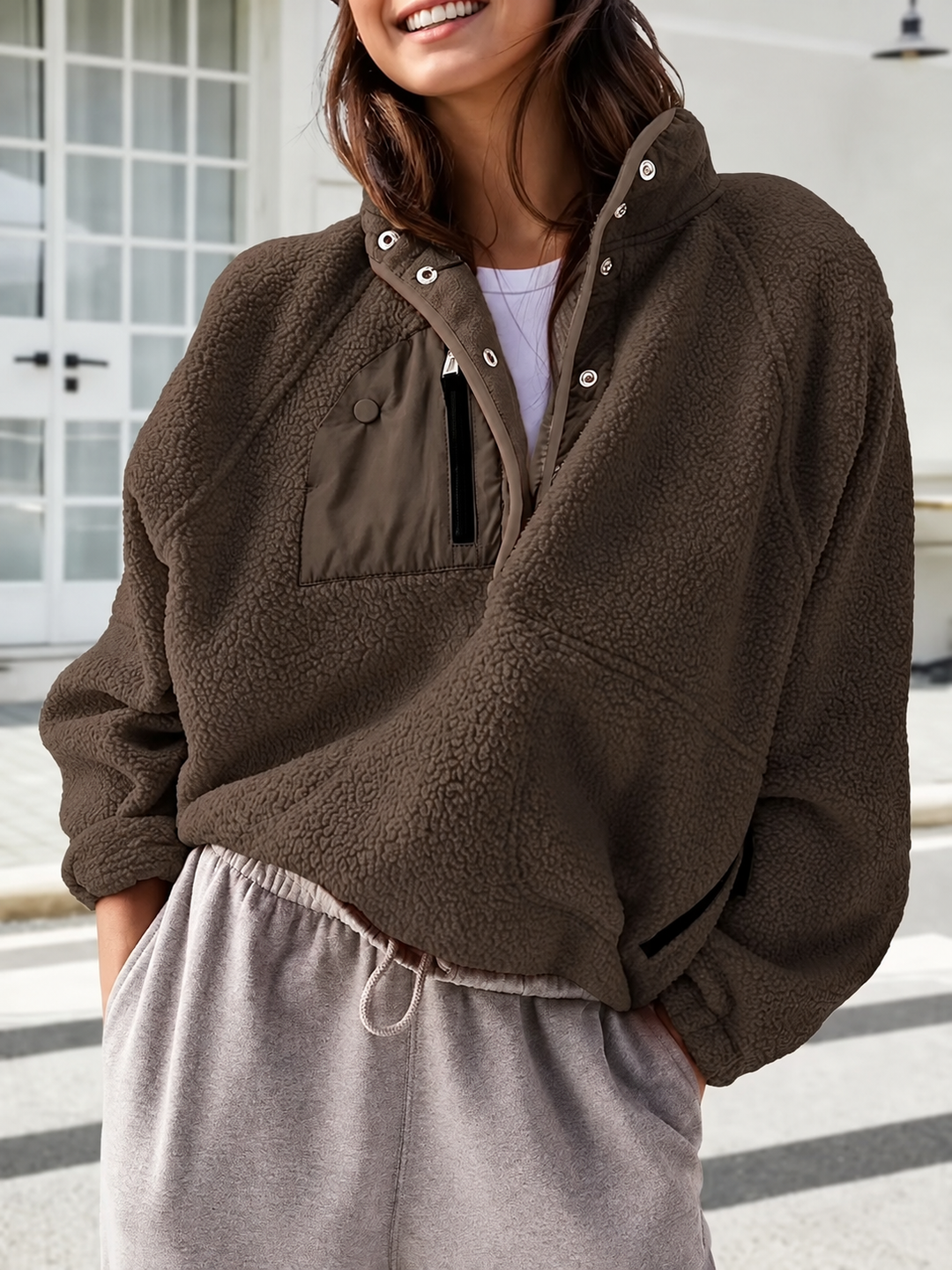 Damen Fleecejacke mit innovativem Reißverschluss und hohem Kragen Drune